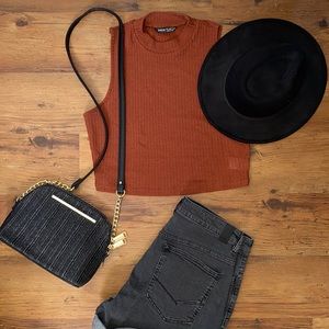 Brand new Steve Madden black wicker purse.